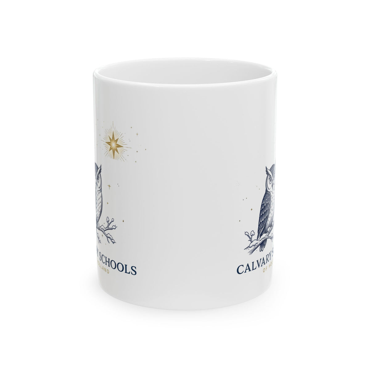 Calvary Schools of Holland Owl Mug - Christmas Star - White 11oz