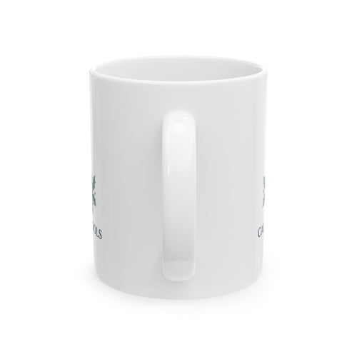 Calvary Schools of Holland Owl Mug - Santa Hat & Holly - White 11oz