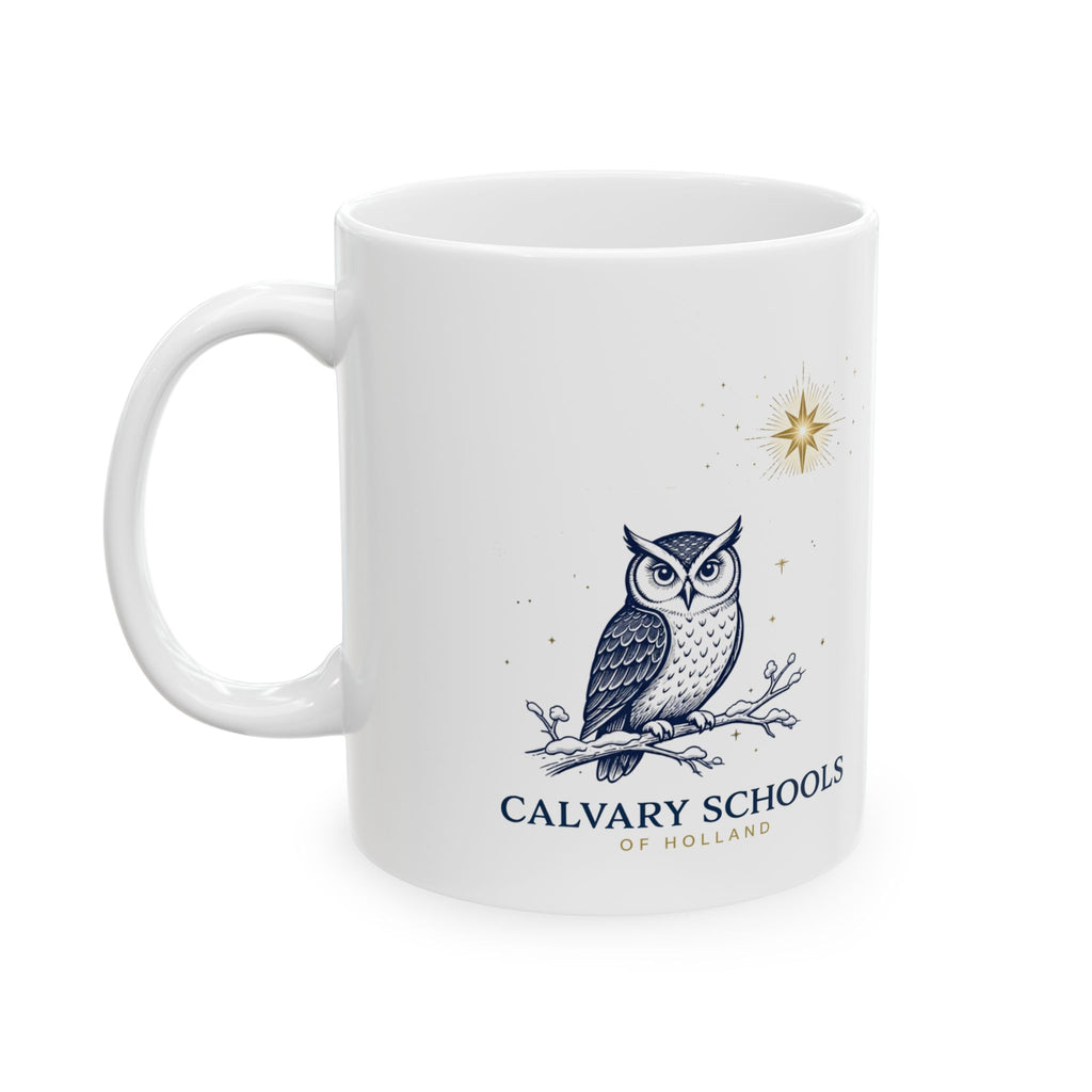 Calvary Schools of Holland Owl Mug - Christmas Star - White 11oz