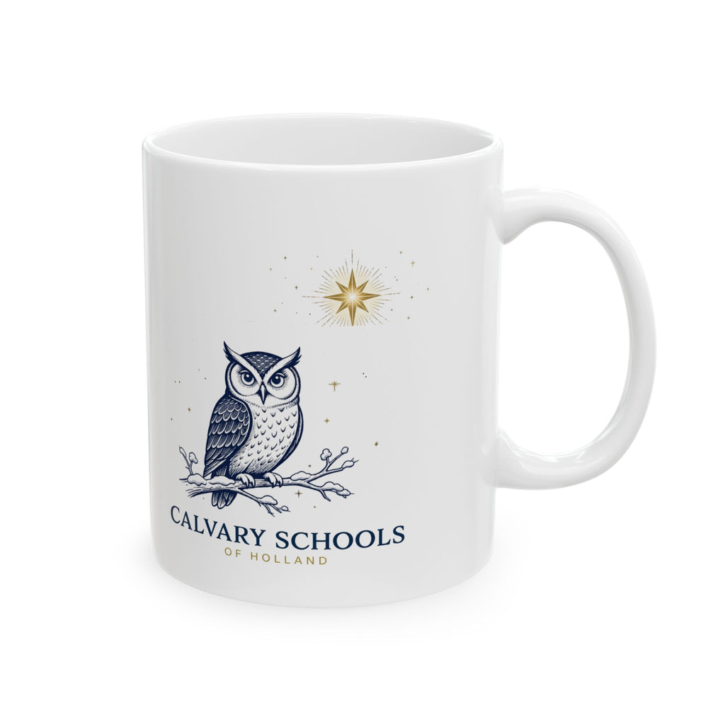 Calvary Schools of Holland Owl Mug - Christmas Star - White 11oz
